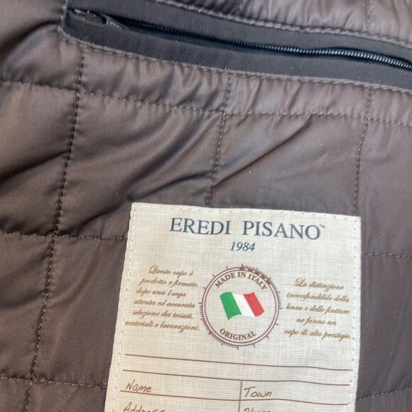 Eredi Pisanó Mens Black Button-Up Coat With Quilted Lining Zippered Pockets - Picture 10 of 11